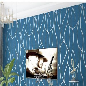 Sea-blue-3D-curve-stripe-European-wallpaper